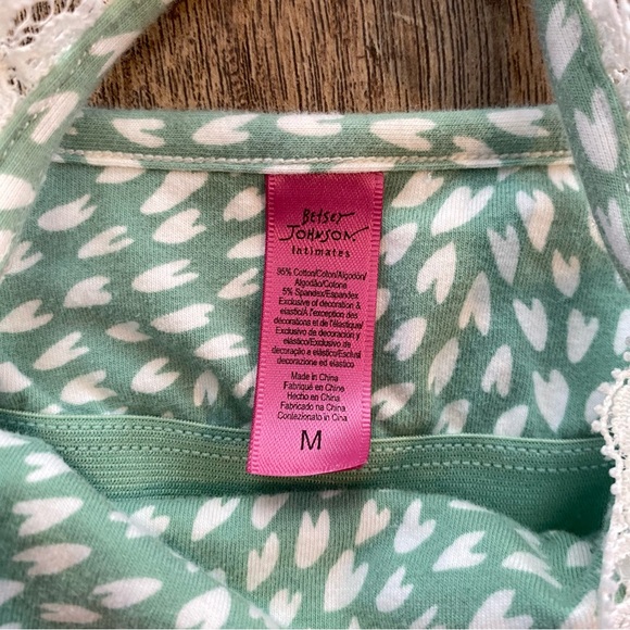 y2k vintage betsey johnson green & white heart lacy cami with mini pink bows - Picture 4 of 4